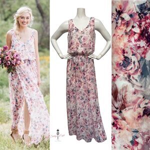 SHOW ME YOUR MUMU Kendall GWS Floral Maxi Dress Bridesmaid Gown Wedding L 12 14